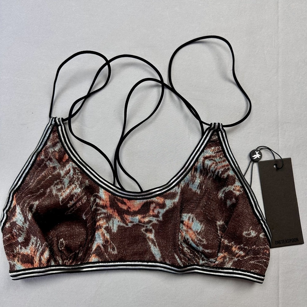 OneTeaspoon Chrom Lola Bralette Womens Small Chromatic Strappy Stretch NWT Fairy